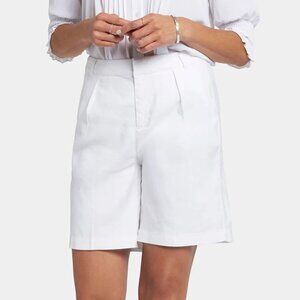 NYDJ Stretch Linen Relaxed Shorts Optic White NWT Breezy Summer Bermuda Trouser